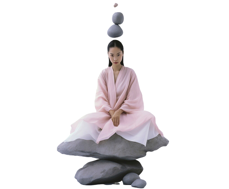 Meditating young Japanese woman