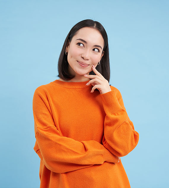 Japanese young woman thinking